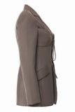Coffee Slim Fit Lace-up Kavaj för kvinnor