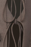 Coffee Slim Fit Lace-up Kavaj för kvinnor