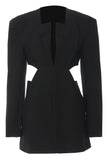 Svart Slim Fit Cut-out Dam Kraglös Kavaj