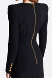 Svart V-ringad Slim Fit Lång Dam Kavaj