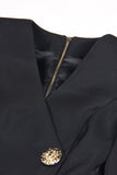 Svart V-ringad Slim Fit Lång Dam Kavaj