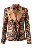 Leopard Print Peak Kavajslag Långärmad Dam Kavaj