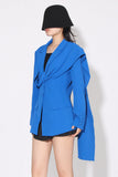 Royal Blue Asymmetrisk Notched Kavajslag Kvinnor Kavaj