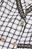 Blanda Black Grid Peak Lapel Kvinnor Kappa med pärla