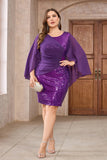Glittrande lila Plus Size Paljetterad Cocktailklänning