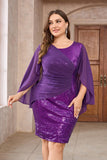 Glittrande lila Plus Size Paljetterad Cocktailklänning