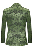 Army Green Peak Kavajslag 2-delad Baldräkt för män med mönster