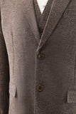 Brun Notched Lapel 3 Piece Enkelknäppt Mäns Baldräkter