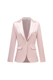 Grå Rosa Topp Kavajslag Satin Slim Fit Kvinnor Kostymer
