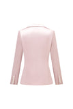 Grå Rosa Topp Kavajslag Satin Slim Fit Kvinnor Kostymer