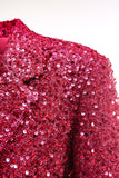 Glittrande Fuchsia Notched Long Kavaj, Dam