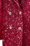 Glittrande Fuchsia Notched Long Kavaj, Dam