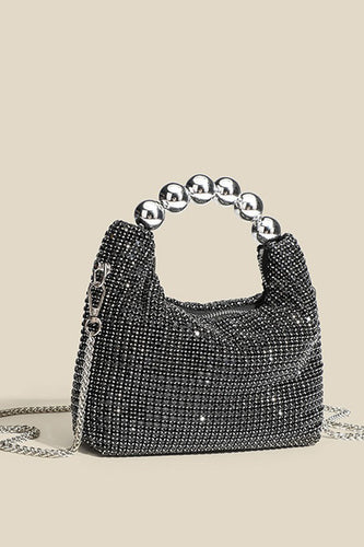 Glitter Svart Bucket Bag med Kedjor