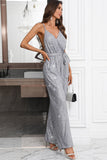 Grå Glitter Paljett Ärmlös Jumpsuit med vida ben