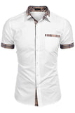 Armégrön Korta ärmar Button Down Casual Herrskjorta