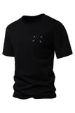Svart Bomull Korta ärmar Crewneck Herrskjorta