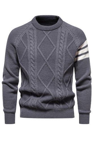 Grå Mäns Rund hals Slim Fit Pullover Tröja