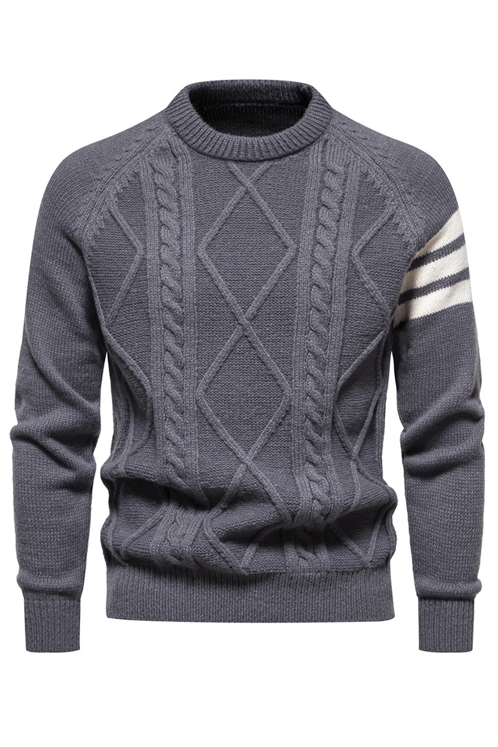 Grå Mäns Rund hals Slim Fit Pullover Tröja