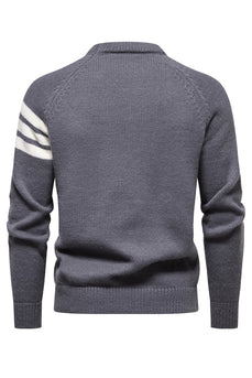 Grå Mäns Rund hals Slim Fit Pullover Tröja