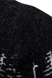 Mäns Svart Slim-fit Crew Neck Christmas Deer Print Tröja