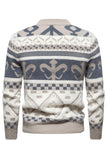 Mäns Slim Fit Khaki Pullover Tryckt Stickad Tröja