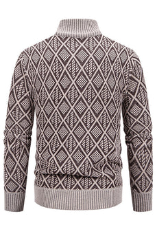 Herr Jacquard Plus sammet casual stand krage cardigan jacka