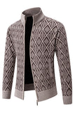 Herr Jacquard Plus sammet casual stand krage cardigan jacka