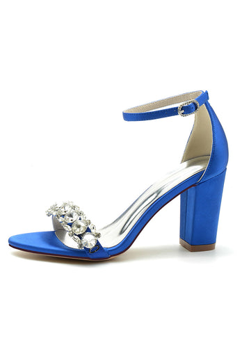 Royal Blue Rhinestone Ankelremmar Bal Sandaler