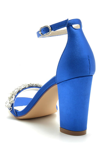 Royal Blue Rhinestone Ankelremmar Bal Sandaler