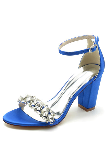 Royal Blue Rhinestone Ankelremmar Bal Sandaler