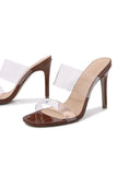 Aprikos Slip On Stilettklack Peep tå Klara Sandaler Tofflor Mode Skor