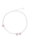 Rosa Runt Halsband med Hjärta Strass