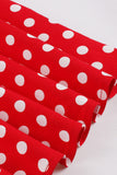 A Line Svart Polka Dots Korta ärmar 1950-talet Klänning med Bälte
