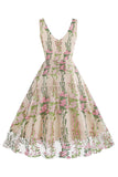 Svart Blommig Spets Broderi Ärmlös Elegant Vintage Klänning