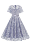 Aprikos Paljetter Blad Broderad Mesh Overlay Elegant Vintage Klänning