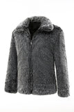 Mörkgrå Fuskpäls Turn Collar Kort Män Kappa