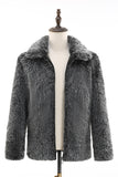 Mörkgrå Fuskpäls Turn Collar Kort Män Kappa