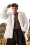 Vit Fluffig Fuskpäls Långärmad Herr Cardigan Coat