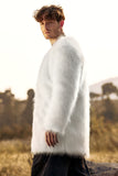 Vit Fluffig Fuskpäls Långärmad Herr Cardigan Coat