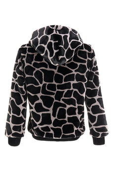 Leopard Faux Fur Zip-Up Hoodie Herr Kappa