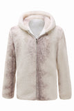 Mäns Elfenben Faux Päls Hoodie Coat med dragkedja