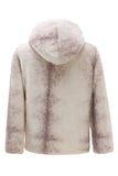Mäns Elfenben Faux Päls Hoodie Coat med dragkedja