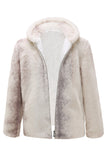 Mäns Elfenben Faux Päls Hoodie Coat med dragkedja