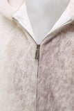 Mäns Elfenben Faux Päls Hoodie Coat med dragkedja