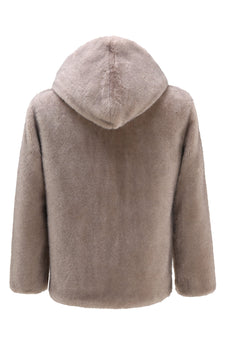 Mäns Khaki Zip-Up Fleece Hoodie Vinter Kappa