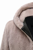 Mäns Khaki Zip-Up Fleece Hoodie Vinter Kappa