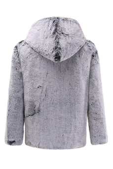 Grå Midi Hooded Shearling Coat för män