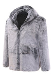 Grå Midi Hooded Shearling Coat för män
