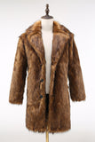 Brun skårad kavajslag lång mäns Shearling kappa med knappar