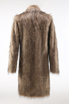 Khaki Fluffy Lång Fuskpäls Coat